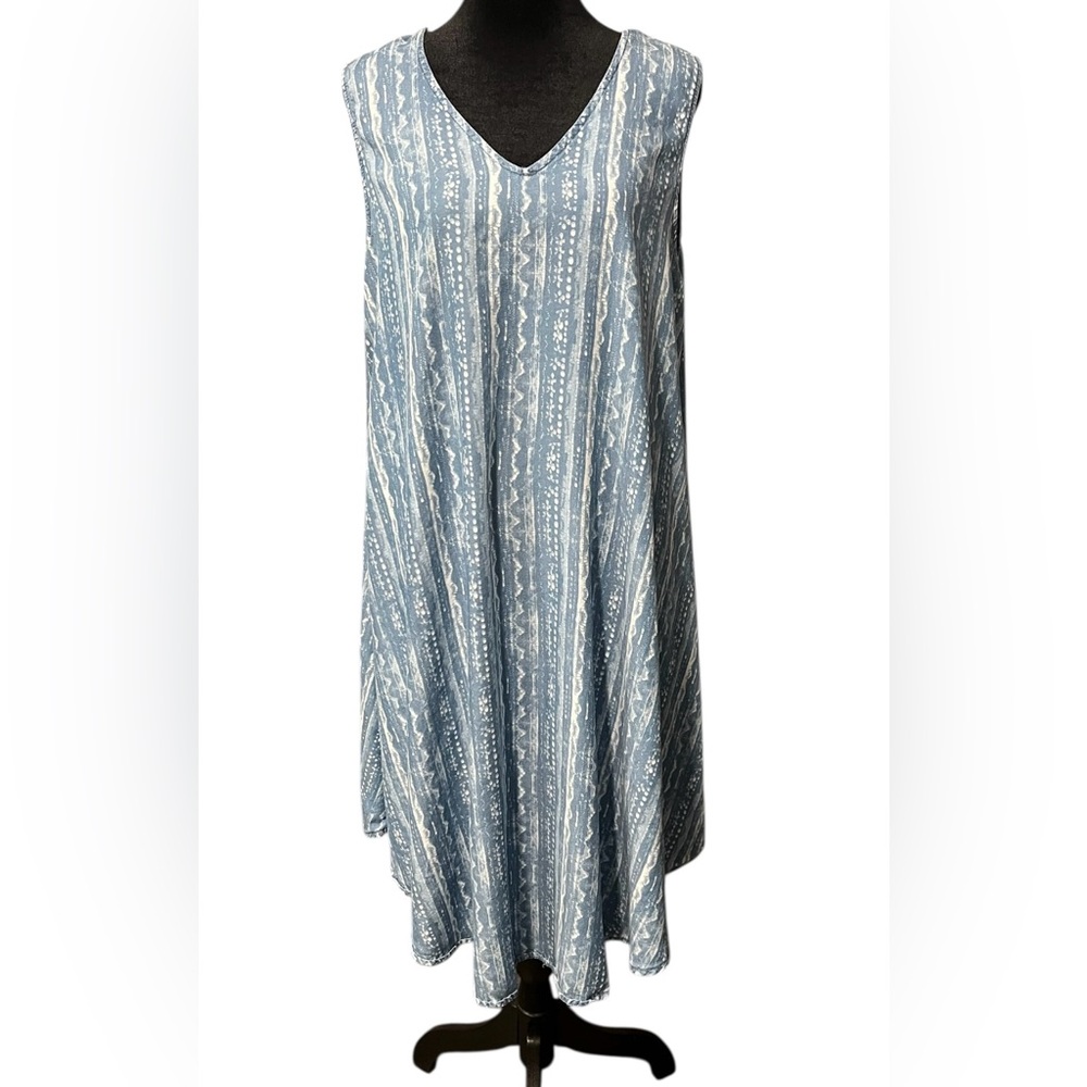Pioneer Woman Large Blue Chambray Vneck Tank Dress Sleeveless Country Cottage